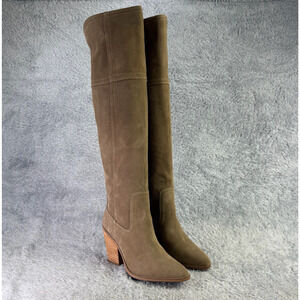 Blondo Windie Knee High Tan Beige Boots Women's Size 6 Waterproof Suede Boots
